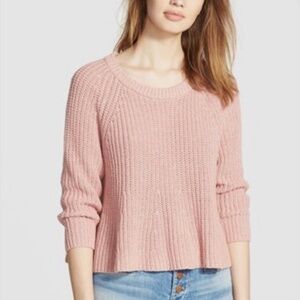Madewell Blush Pink Linen-Cotton Crop Swing Sweater – XS, Cozy Chic Vibes